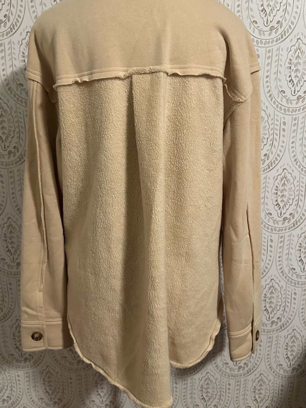Hem & Thread Cream Sherpa Button-Front Teddy Jacket - Picture 4 of 6